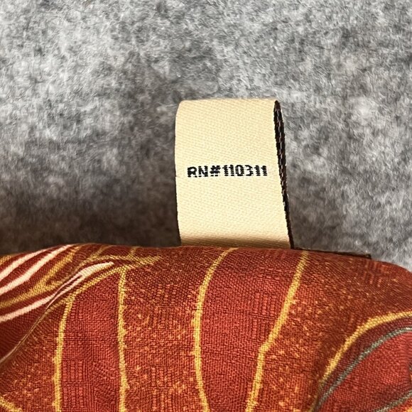 Montego Mon Shirt Mens XL Rust 100% Silk Embroidered Hawaiian Camp Resort Casual - Picture 6 of 9